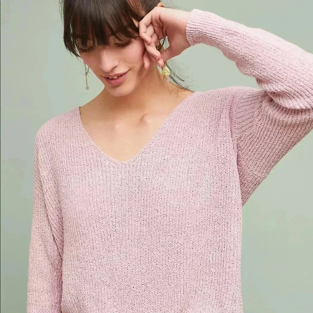 LINE & DOT NEW Anthropologie Knotted Back Twist Pullover Sweater - Picture 2 of 8